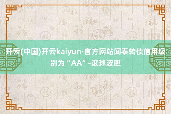 开云(中国)开云kaiyun·官方网站闻泰转债信用级别为“AA”-滚球波胆