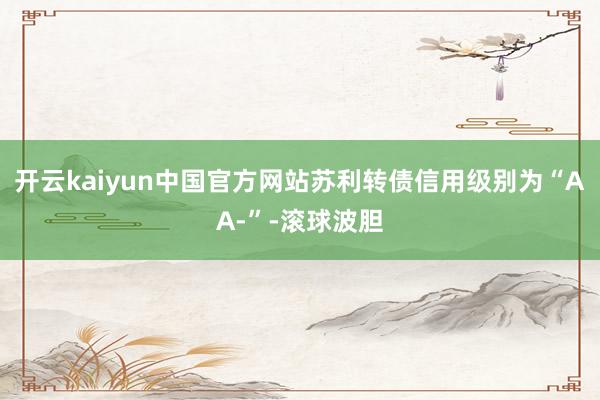 开云kaiyun中国官方网站苏利转债信用级别为“AA-”-滚球波胆