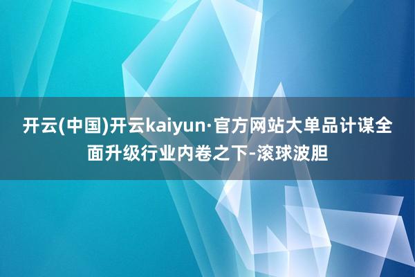 开云(中国)开云kaiyun·官方网站大单品计谋全面升级行业内卷之下-滚球波胆
