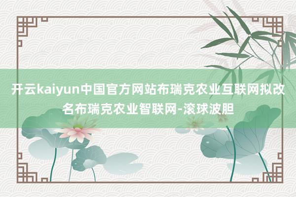 开云kaiyun中国官方网站布瑞克农业互联网拟改名布瑞克农业智联网-滚球波胆