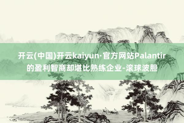 开云(中国)开云kaiyun·官方网站Palantir的盈利智商却堪比熟练企业-滚球波胆