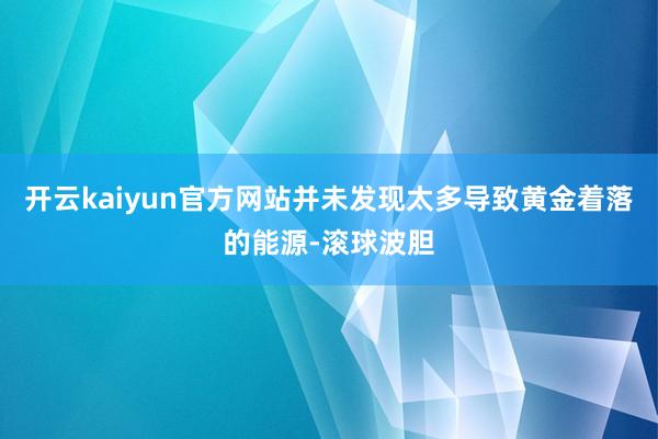 开云kaiyun官方网站并未发现太多导致黄金着落的能源-滚球波胆